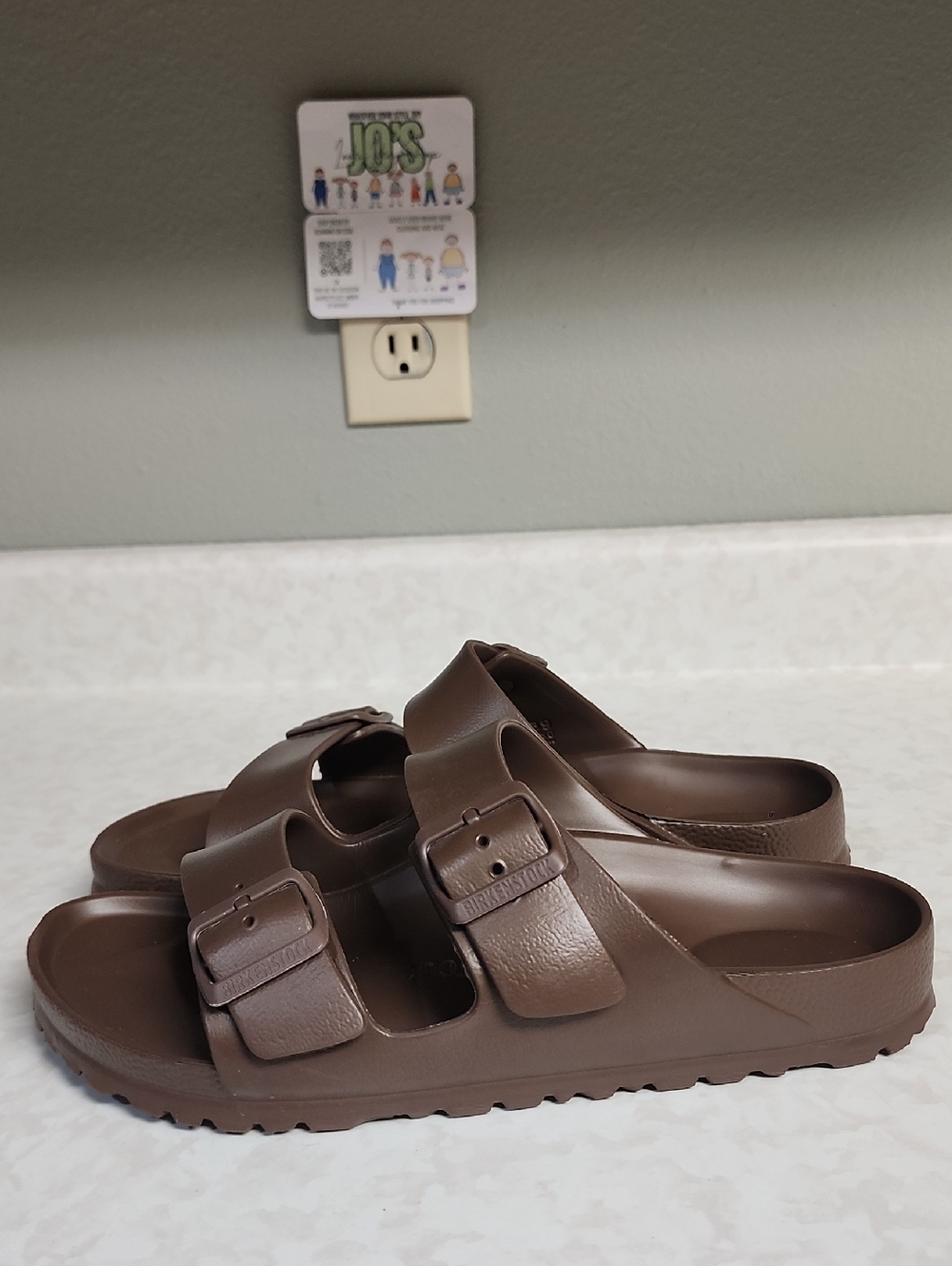 Birkenstock Brown Dual-Buckle Slide Sandals womens 8.5 nwot number 112